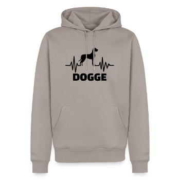 Dogge - Männer Premium Bio Hoodie - Taupe - Vorne - Nico (187cm)