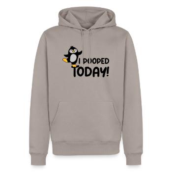 I pooped today Penguin - Men’s Premium Organic Hoodie - taupe - Front - Nico (187cm)