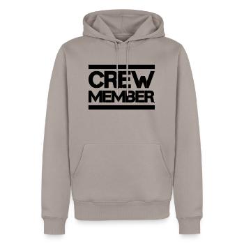 Membre d’équipage - Sweat à capuche Premium bio Homme - taupe - Devant - Nico (187cm)