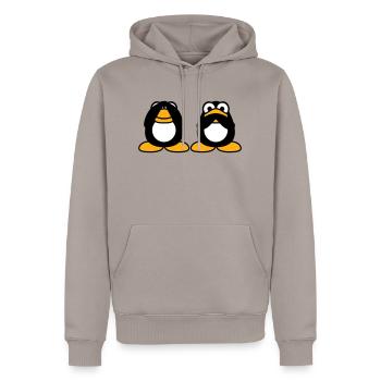 2 Penguins Talking Nothing See Mute Blind Friends - Men’s Premium Organic Hoodie - taupe - Front - Nico (187cm)