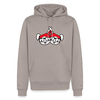 2 Hasen Nerds Geek Hornbrille Team Freunde Crew - Männer Premium Bio Hoodie - Taupe - Vorne - Nico (187cm)