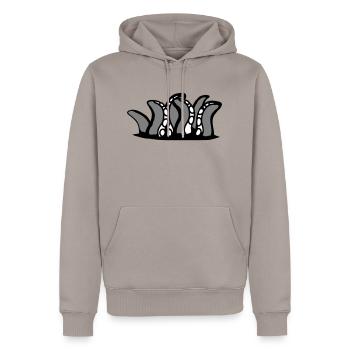 Tentacle Kraken Monster Bottom Hole Alien Horror - Men’s Premium Organic Hoodie - taupe - Front - Nico (187cm)