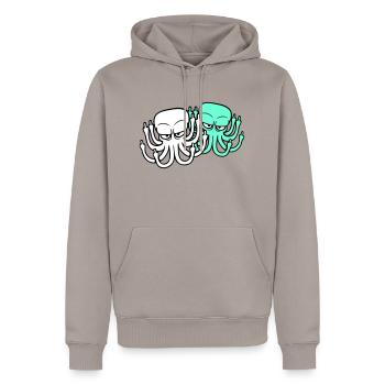 2 Pieuvre Majeur Insulte Fuck Off Équipe - Sweat à capuche Premium bio Homme - taupe - Devant - Nico (187cm)
