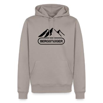 Alpiniste - Sweat à capuche Premium bio Homme - taupe - Devant - Nico (187cm)