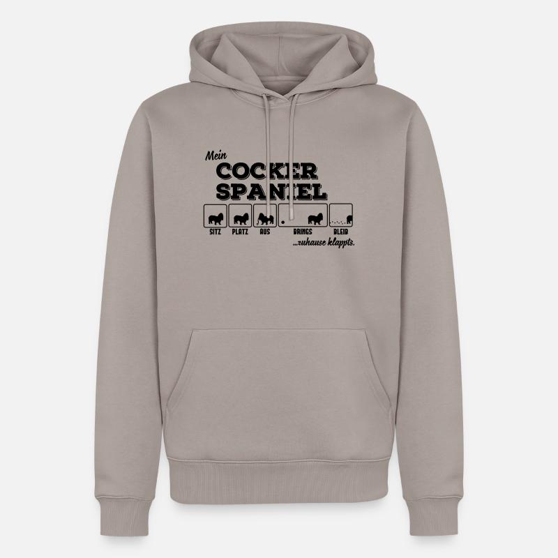 Mein Cocker Spaniel - zuhause klappts - Männer Premium Bio Hoodie - Taupe