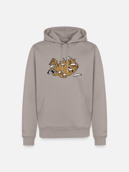 island Karte Tiere - Männer Premium Bio Hoodie - Taupe