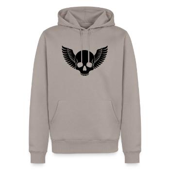 Crâne Ailes - Sweat à capuche Premium bio Homme - taupe - Devant - Nico (187cm)