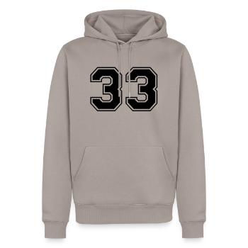 33 - Männer Premium Bio Hoodie - Taupe - Vorne - Nico (187cm)