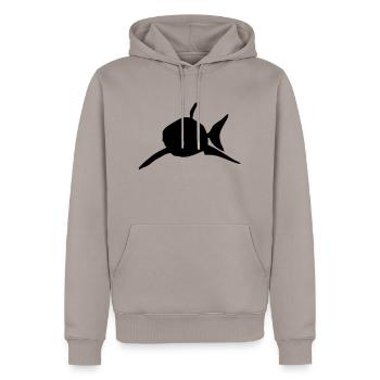 requin shark silhouette ombre shadow2 - Sweat à capuche Premium bio Homme - taupe - Devant - Nico (187cm)