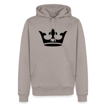 crown, heart - Men’s Premium Organic Hoodie - taupe - Front - Nico (187cm)