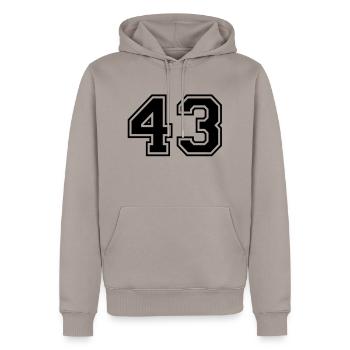43 - Männer Premium Bio Hoodie - Taupe - Vorne - Nico (187cm)