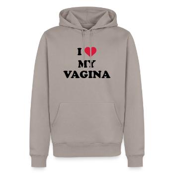 i love my vagina - Männer Premium Bio Hoodie - Taupe - Vorne - Nico (187cm)