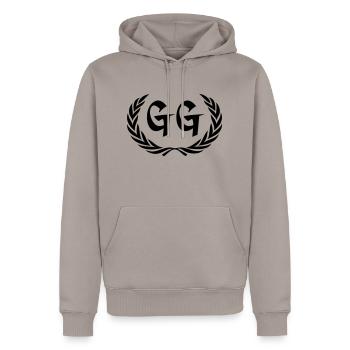 gg - Sweat à capuche Premium bio Homme - taupe - Devant - Nico (187cm)