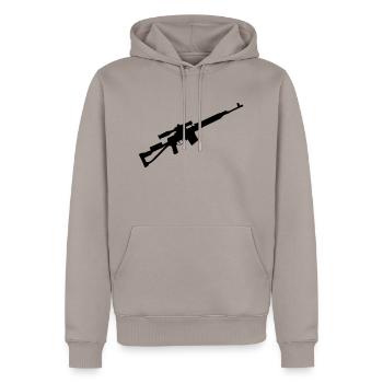 Scharfschütze Sniper Gewehr - Männer Premium Bio Hoodie - Taupe - Vorne - Nico (187cm)