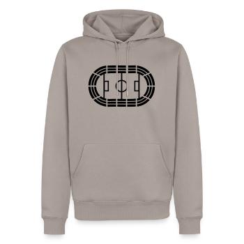 Sport - Stadion - Männer Premium Bio Hoodie - Taupe - Vorne - Nico (187cm)