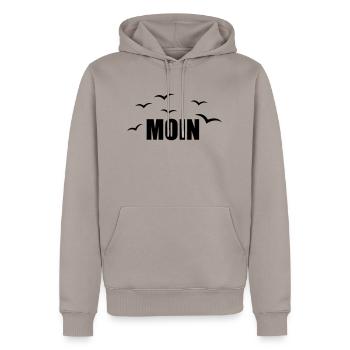 Moin - Männer Premium Bio Hoodie - Taupe - Vorne - Nico (187cm)