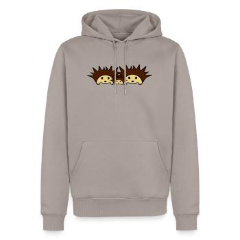 Cute Hedgehog Family - Sweat à capuche Premium bio Homme - taupe - Devant - Nico (187cm)