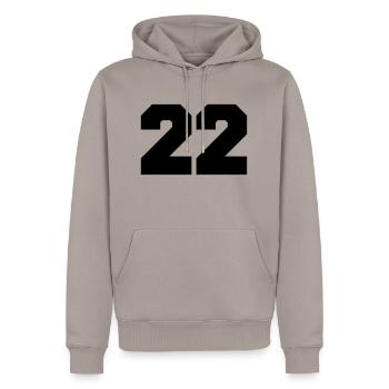 22 - Männer Premium Bio Hoodie - Taupe - Vorne - Nico (187cm)