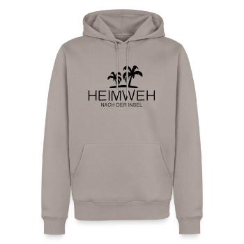 Heimweh nach der Insel - Männer Premium Bio Hoodie - Taupe - Vorne - Nico (187cm)