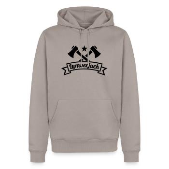 Holzfäller - Männer Premium Bio Hoodie - Taupe - Vorne - Nico (187cm)