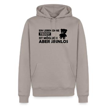 ein leben ohne teddy - Männer Premium Bio Hoodie - Taupe - Vorne - Nico (187cm)
