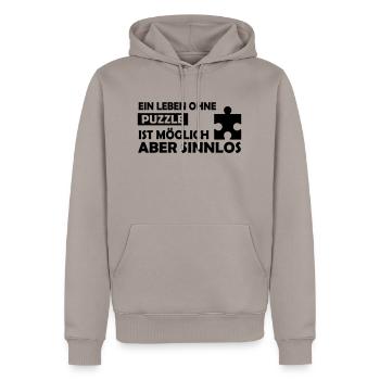 ein leben ohne puzzle - Männer Premium Bio Hoodie - Taupe - Vorne - Nico (187cm)