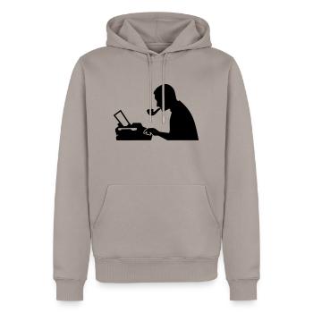Journaliste - Sweat à capuche Premium bio Homme - taupe - Devant - Nico (187cm)
