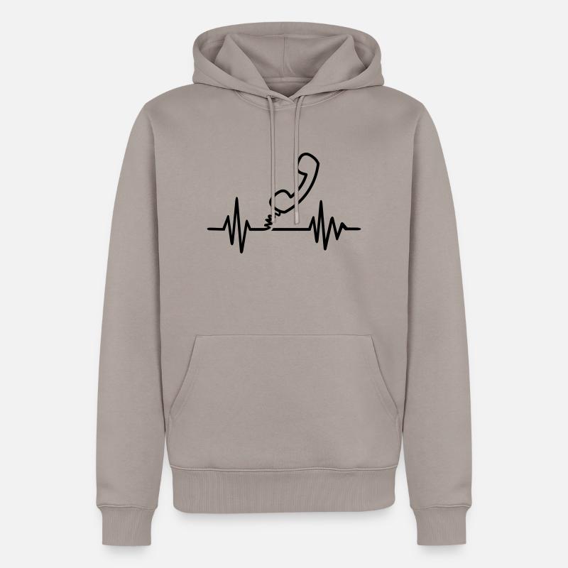 Telefon - Ekologiczna męska bluza z kapturem Premium - taupe