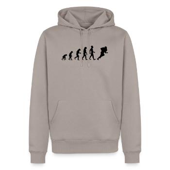 Evolution American Football - Men’s Premium Organic Hoodie - taupe - Front - Nico (187cm)