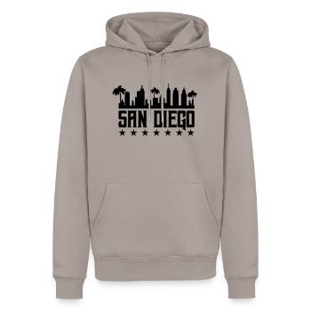 San Diego - Sweat à capuche Premium bio Homme - taupe - Devant - Nico (187cm)