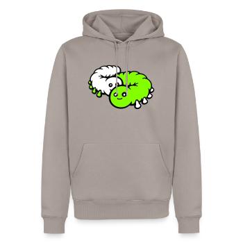 2 Chenilles Couple Amoureux Chers Amis - Sweat à capuche Premium bio Homme - taupe - Devant - Nico (187cm)