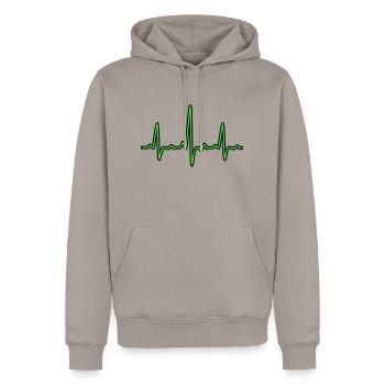ECG, le pouls, le cœur, le rythme cardiaque, beat, - Sweat à capuche Premium bio Homme - taupe - Devant - Nico (187cm)