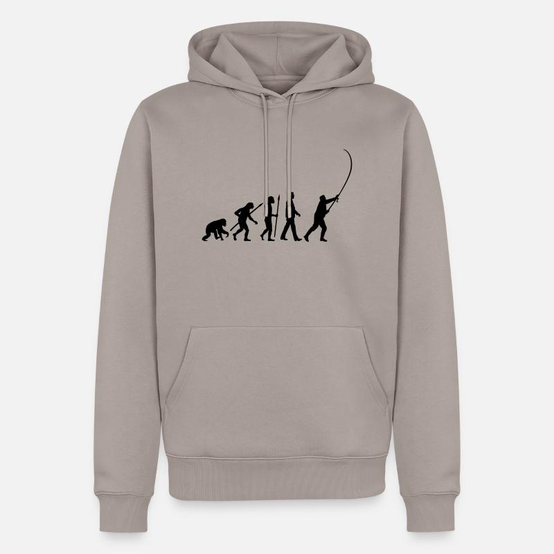 evolution_angler_042013_a_1c - Männer Premium Bio Hoodie - Taupe