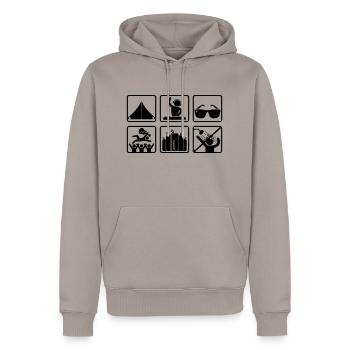 Festival life - Männer Premium Bio Hoodie - Taupe - Vorne - Nico (187cm)