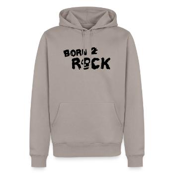 born_2_rock_1c - Men’s Premium Organic Hoodie - taupe - Front - Nico (187cm)