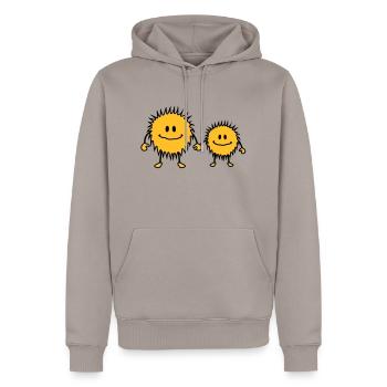 monsters - Männer Premium Bio Hoodie - Taupe - Vorne - Nico (187cm)