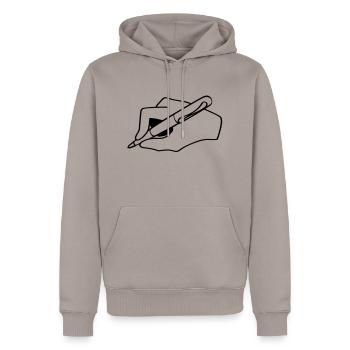 writer - Sweat à capuche Premium bio Homme - taupe - Devant - Nico (187cm)