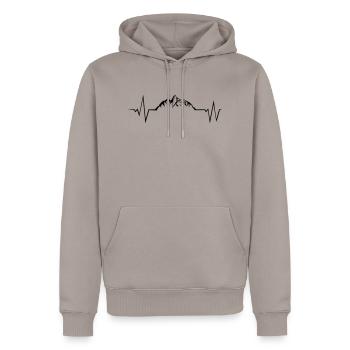 mountains puls - Männer Premium Bio Hoodie - Taupe - Vorne - Nico (187cm)