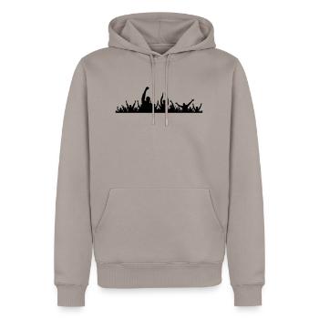 Menschen - Fans Gruppe Jubel - Männer Premium Bio Hoodie - Taupe - Vorne - Nico (187cm)