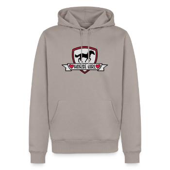 Conception de citation de fille de cheval - Sweat à capuche Premium bio Homme - taupe - Devant - Nico (187cm)
