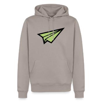 Avion en papier 02 - Sweat à capuche Premium bio Homme - taupe - Devant - Nico (187cm)