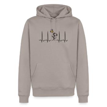 mein Herz schlägt für Blumen / beat 4 flowers 'n - Männer Premium Bio Hoodie - Taupe - Vorne - Nico (187cm)