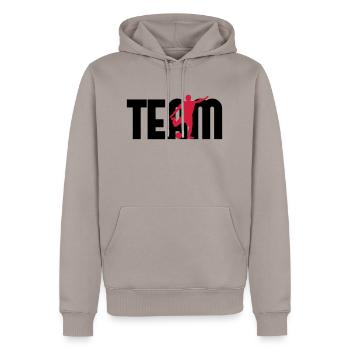Team Football - Sweat à capuche Premium bio Homme - taupe - Devant - Nico (187cm)