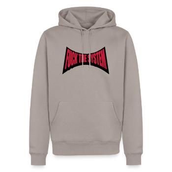 Punk baise le système - Sweat à capuche Premium bio Homme - taupe - Devant - Nico (187cm)