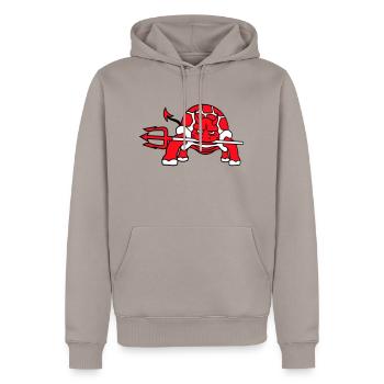 Tortue Diable Enfer Trident Mal Démon Cool - Sweat à capuche Premium bio Homme - taupe - Devant - Nico (187cm)