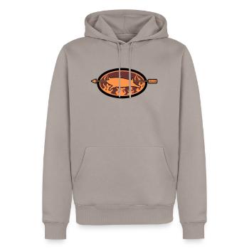 Grilling me softly! - Männer Premium Bio Hoodie - Taupe - Vorne - Nico (187cm)