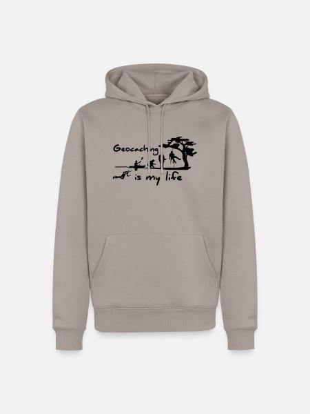 1016_geocaching_is_my_life - Männer Premium Bio Hoodie - Taupe