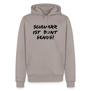 schwarz ist bunt genug - Männer Premium Bio Hoodie - Taupe - Vorne - Nico (187cm)