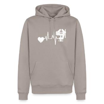 Schreiner Tischler Hobel Handwerker Schreinerei - Männer Premium Bio Hoodie - Taupe - Vorne - Nico (187cm)