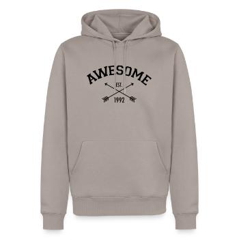 Awesome Est 1992 - Sweat à capuche Premium bio Homme - taupe - Devant - Nico (187cm)